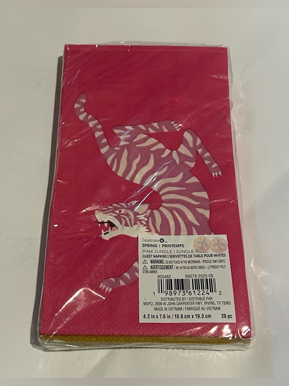 New 100 Pink Tiger Guest Napkins 4 5/8” x 7 13/16” made in Vietnam - Picture 8 of 13